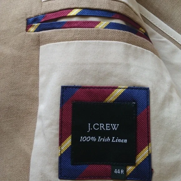 J Crew Tan Unlined Irish Linen 3 Button Sport Jacket44R